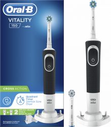 Oral-B D100 Vitality Fekete Sensi és Cross Action fejjel Elektromos fogkefe 